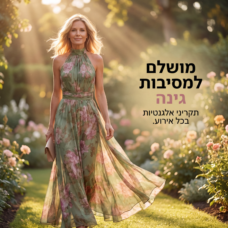 שמלת מקסי אלגנטית עם הדפס פרחים וצווארון הלטר