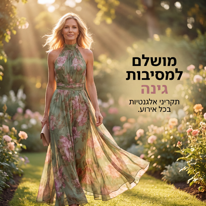 שמלת מקסי אלגנטית עם הדפס פרחים וצווארון הלטר