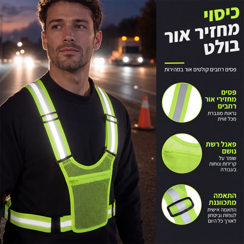 אפוד זריחה עם נראות גבוהה, ציוד בטיחות מותאם לריצה עם כיס