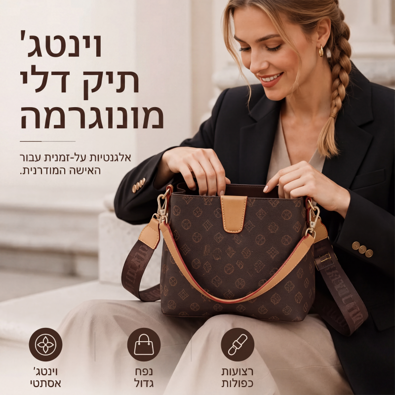 תיק באקט לנשים, תיק כתף וצד שיקי