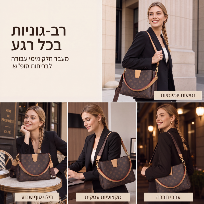 תיק באקט לנשים, תיק כתף וצד שיקי