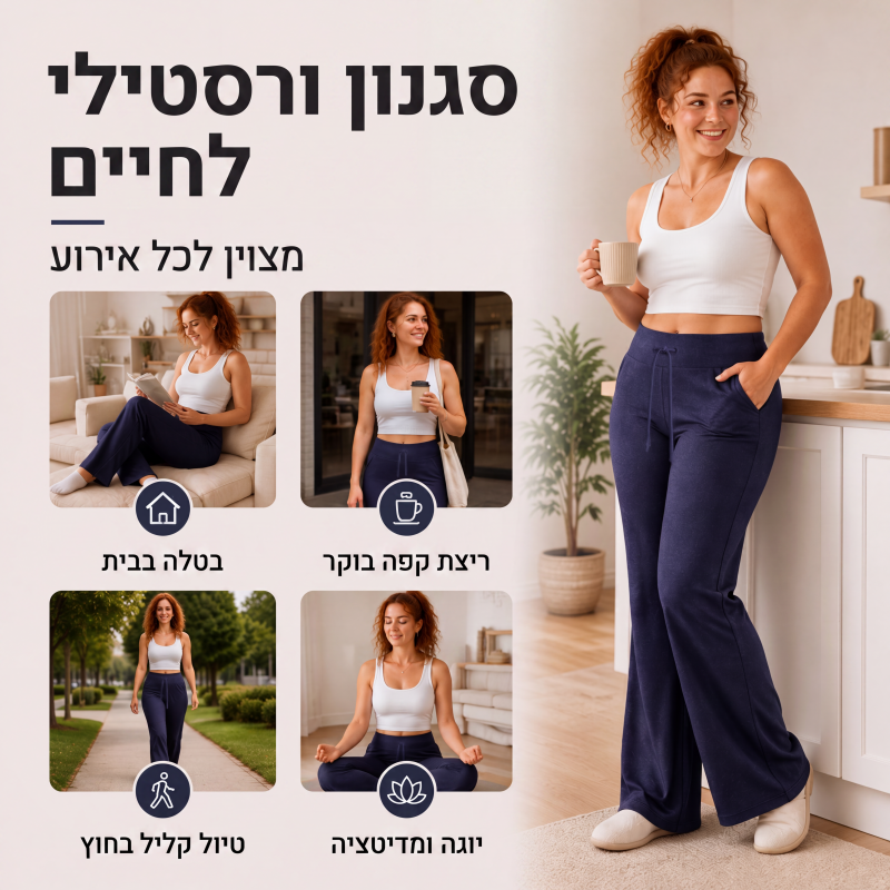 מכנסי פלר לנשים בגובה מותן גבוה