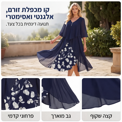 שמלה קז'ואל לנשים בחיתוך רפוי עם הדפס פרחים