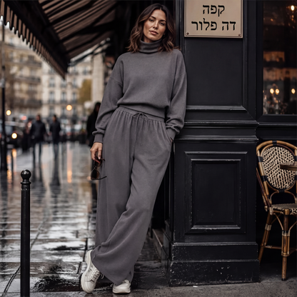 סט שני חלקים קז'ואלי לנשים עם מכנסיים