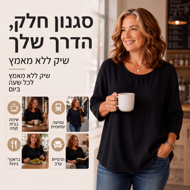 חולצת קז'ואל לנשים עם צווארון עגול ושרוולים 3/4