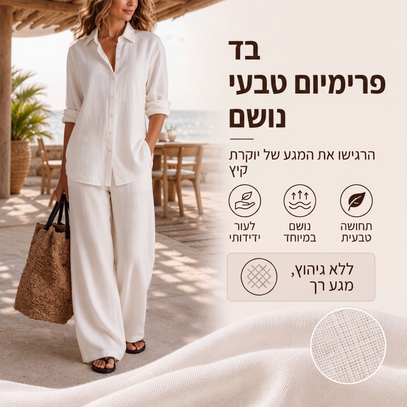 סט חולצות קז'ואל לנשים ומכנסיים רחבות רגל