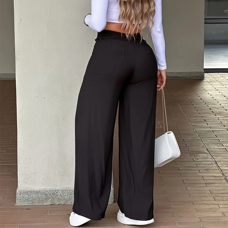 👖 מבצע מוגבל 50% הנחה! 💥 מכנסי גזרה ישרה מותן גבוה לנשים – תפר קדמי, גב אלסטי, רב-שימושי ✨