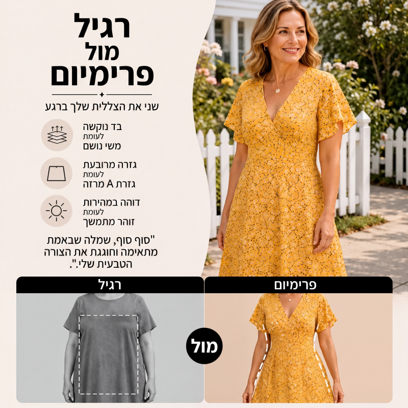 שמלת קיץ לנשים עם צוואר V ודגמי פרחים