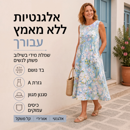 שמלת פשתן נטולת שרוולים לנשים