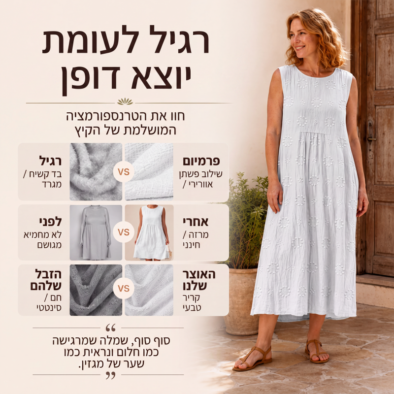 שמלת פשתן נטולת שרוולים לנשים