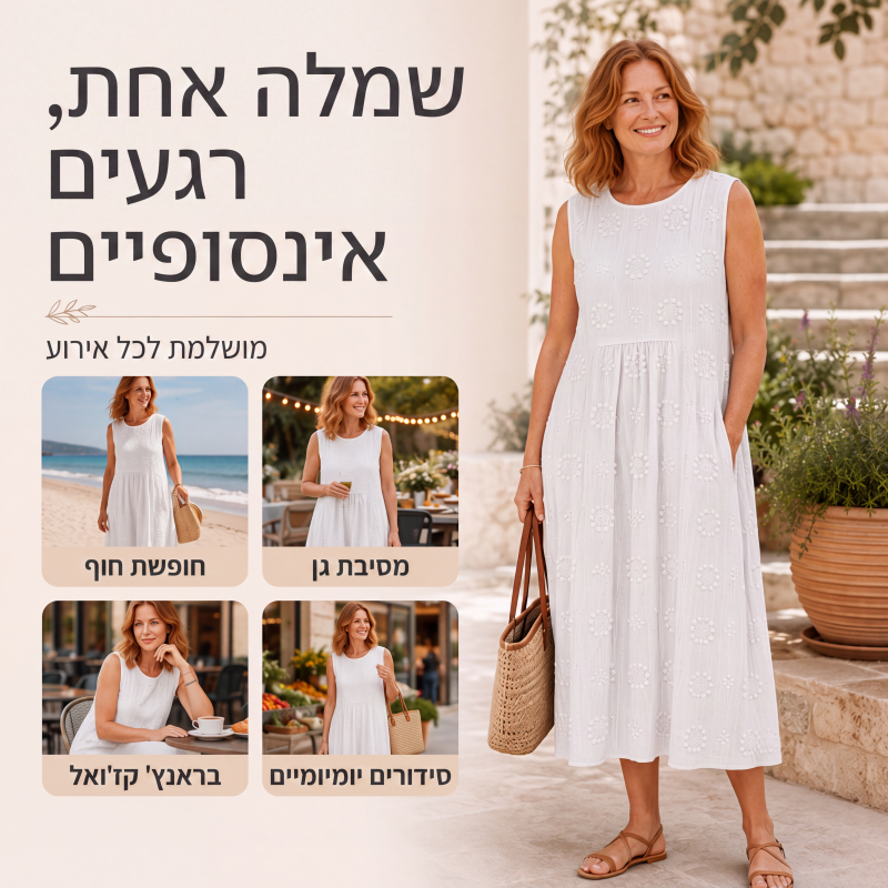שמלת פשתן נטולת שרוולים לנשים