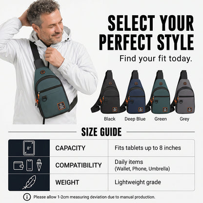 🎒 תיק אלכסוני (Sling Bag) עמיד למים עם תאים מרובים | אחסון מאורגן, רצועה מתכווננת ויציאה לאוזניות 🌧️✨