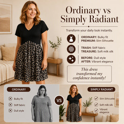 Women's V Neck Short Sleeve Midi Dress