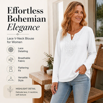 Women's Elegant Lace V-Neck Top