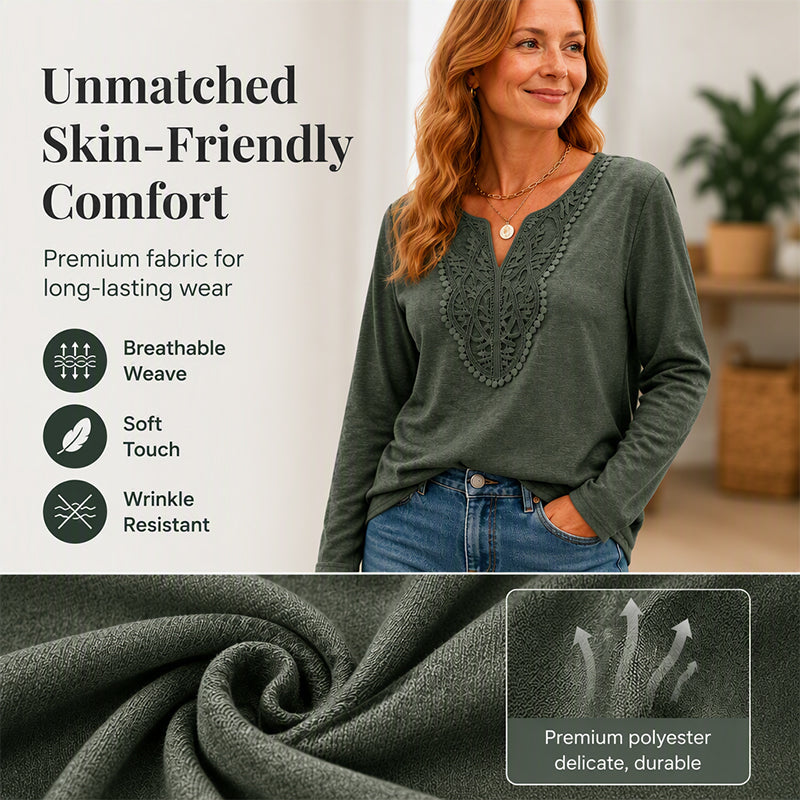 Women's Elegant Lace V-Neck Top