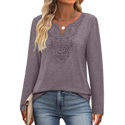 Women's Elegant Lace V-Neck Top