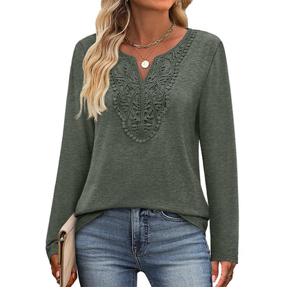 Women's Elegant Lace V-Neck Top