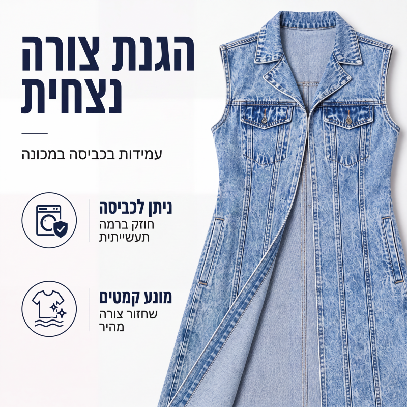 שמלת ווסט ג'ינס נשית ללא שרוולים עם חתך גבוה, מעיל ג'ינס ארוך