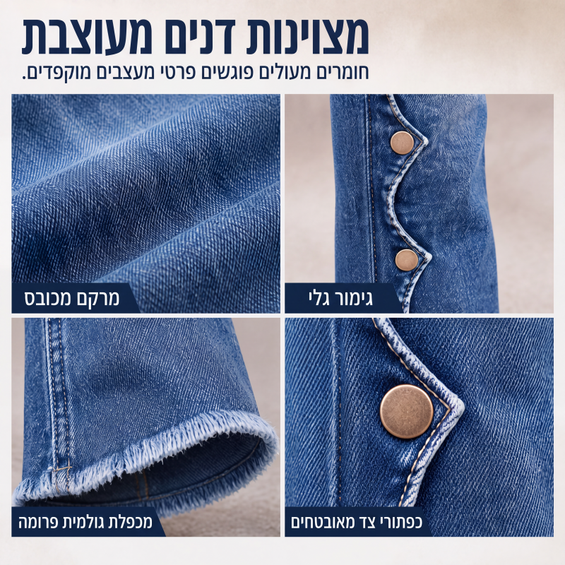 ג'ינס פלייר גבוה מותן לנשים עם מראה בלוי