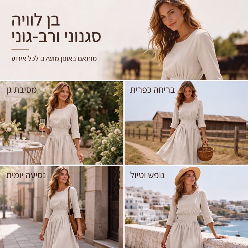 שמלת קז'ואל לנשים עם מותן מכווצת