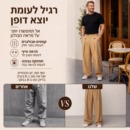 מכנסי גברים בעלי רגל ישרה ועמידים לקמטים