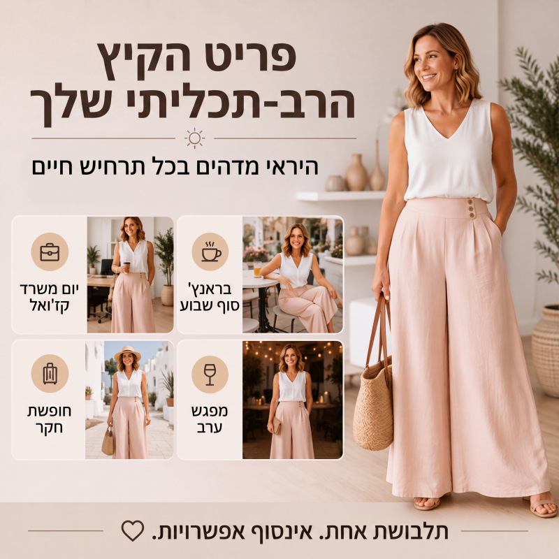 מכנסיים רחבים רופפים וזורמים לנשים