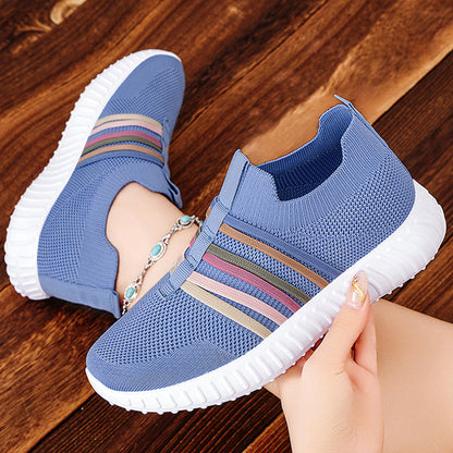 נעלי סניקרס לנשים עם רשת נשימה, הנעלה ללא קשירה