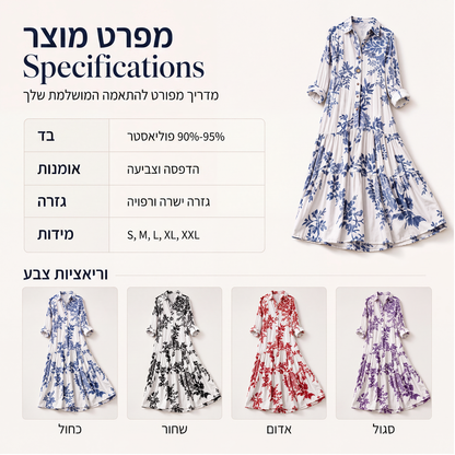 שמלת מקסי לנשים עם הדפס פרחים
