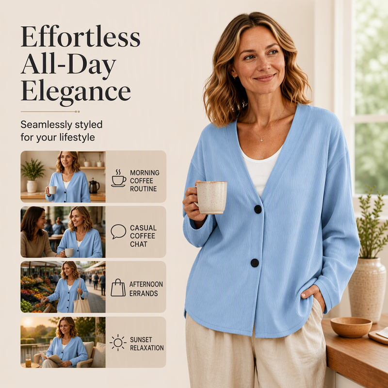Women's V-Neck Corduroy Knit Cardigan
