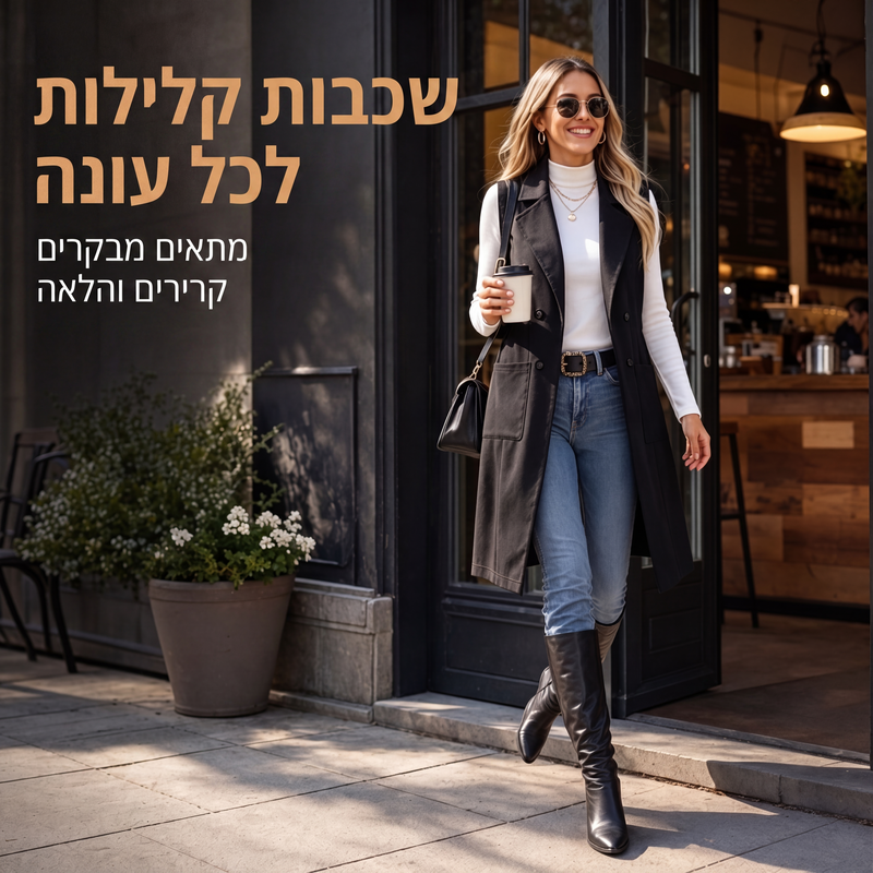 ז'קט נשים שיקי ללא שרוולים פתוח קדמי ארוך