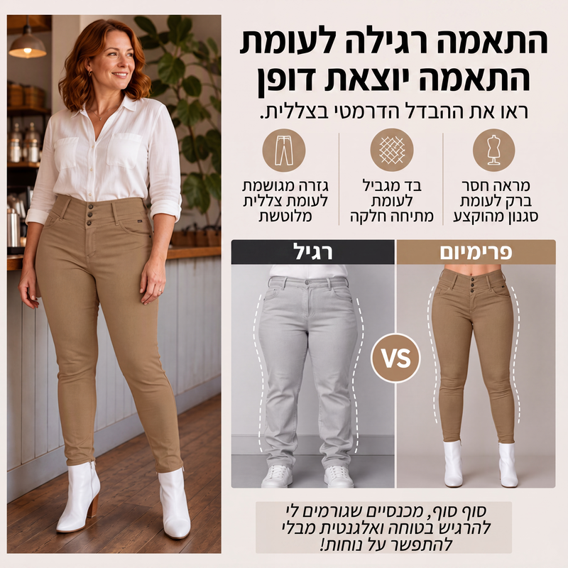 מכנסי נשים סקיני מתרחבים בגזרה גבוהה