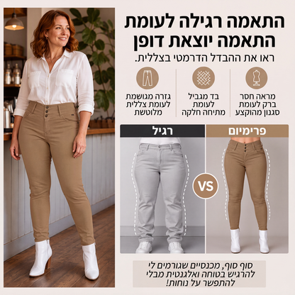 מכנסי נשים סקיני מתרחבים בגזרה גבוהה