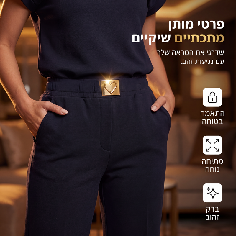 סט שני חלקים טופ ומכנסיים קז'ואל לנשים