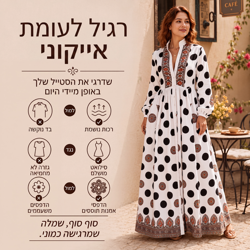 שמלת מקסי לנשים עם הדפס גרפיטי אומנותי