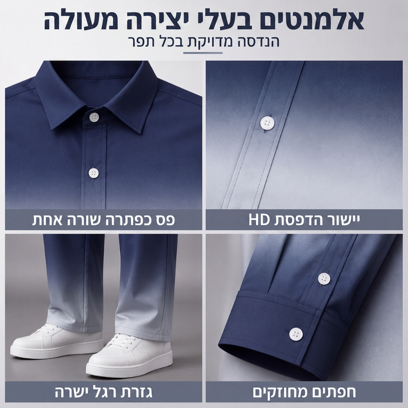 סט חולצת קז'ואל ומכנסיים במידות גדולות לגברים