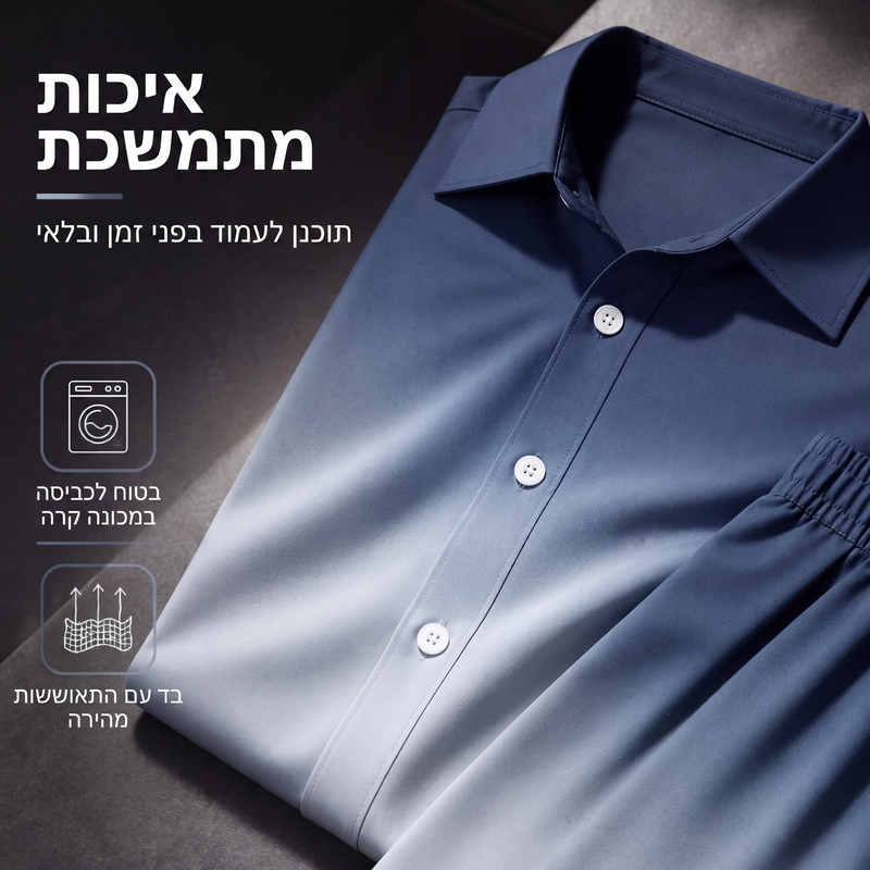 סט חולצת קז'ואל ומכנסיים במידות גדולות לגברים