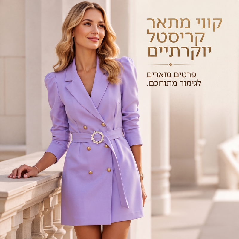 שמלת בלייזר כפולה כפתורים אלגנטית לנשים