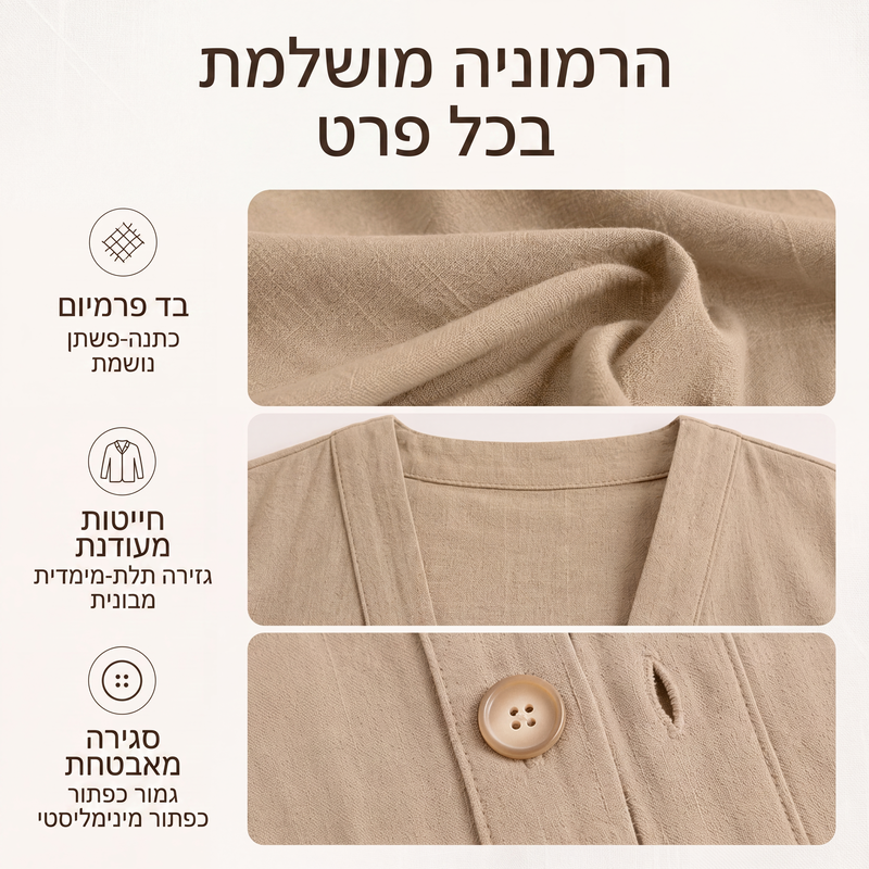 קרדיגן קז'ואלי נושם עם צווארון V לנשים