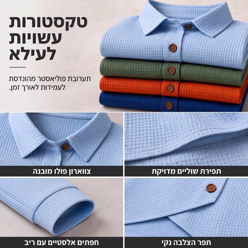 חולצת סריג לנשים עם כפתורים ושוליים לא סדירים