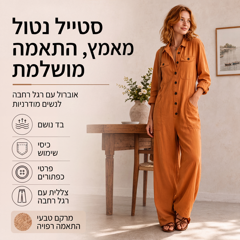 חליפת קרגו לנשים עם רגליים רחבות