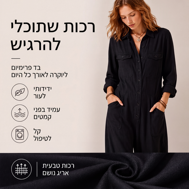 חליפת קרגו לנשים עם רגליים רחבות