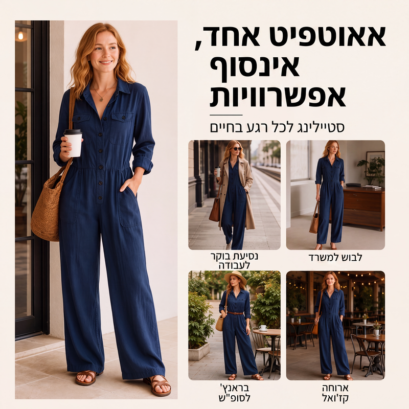 חליפת קרגו לנשים עם רגליים רחבות
