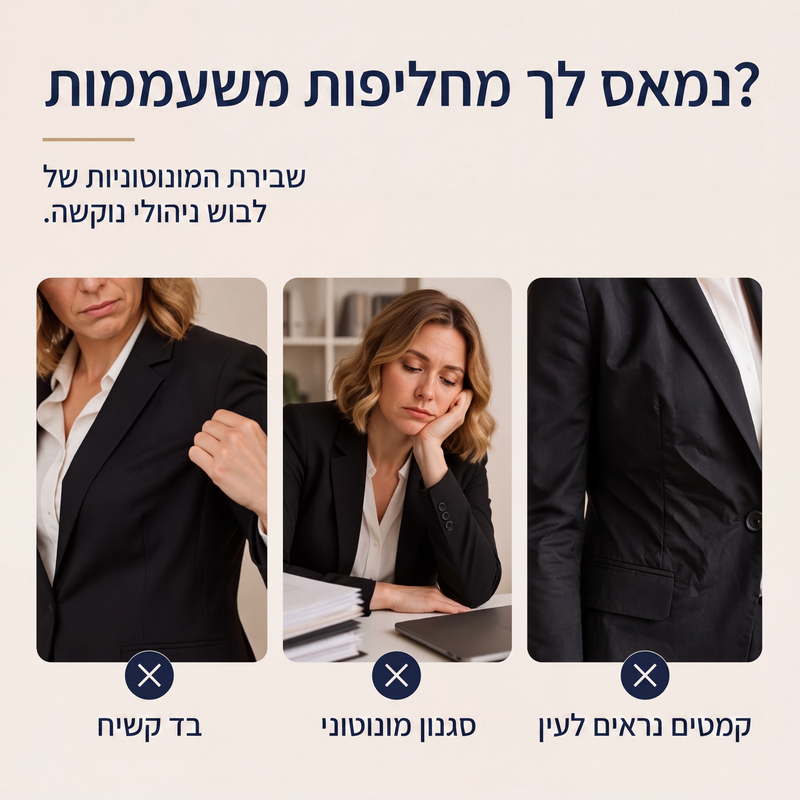 סט חליפה לנשים - 3 חלקים: בלייזר, חולצה עליונה ומכנסיים