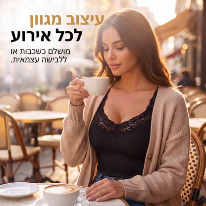 חולצת טנק צמודה לנשים ממידות גדולות עם תחרה