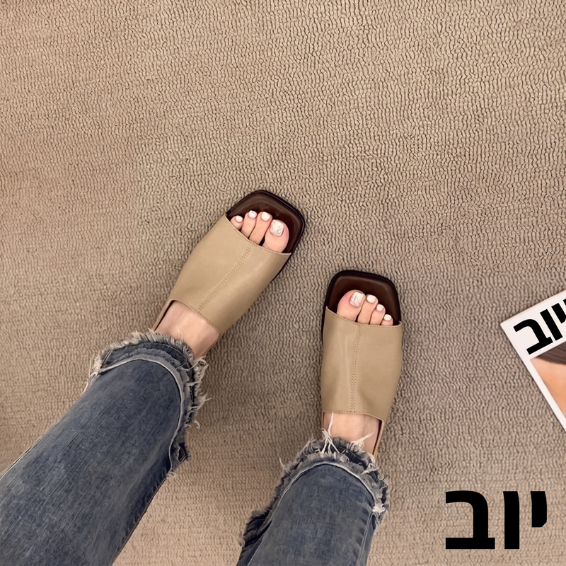 סנדלי סלינגבק רטרו לנשים עם חוד מרובע