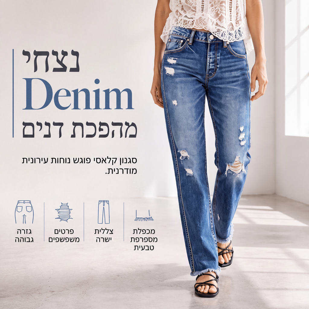 ג'ינסים לנשים בעיצוב מרופד, רגליים ישרות