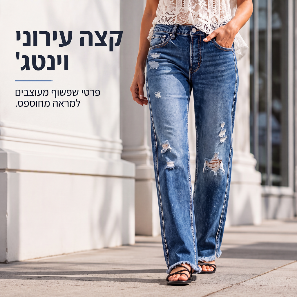 ג'ינסים לנשים בעיצוב מרופד, רגליים ישרות