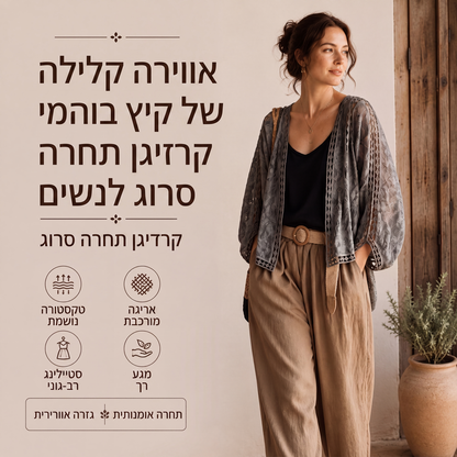 קרדיגן נשים רוחב עם תחרה חלולה