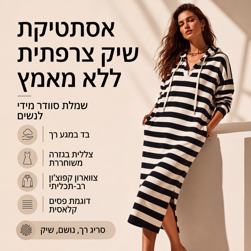 שמלת הודי עם פסים קז'ואל לנשים