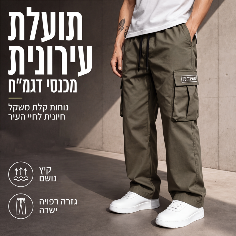 מכנסי קרגו רחבים קז'ואל לגברים